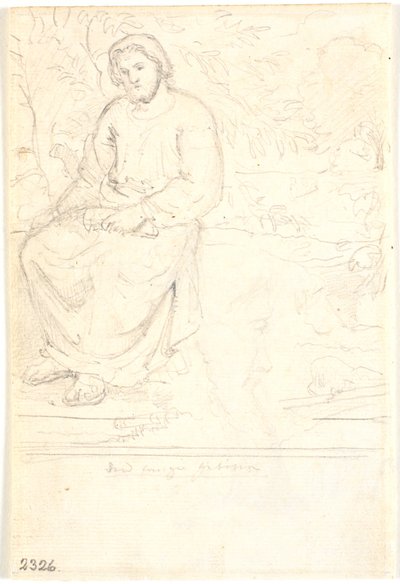 An Old Man Sitting Next to a Mighty Tree Trunk, a Biblical Figure? by Dankvart Dreyer