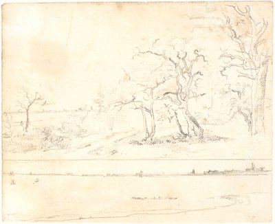 A Coast Covered with Dense Forest, in the Background a City. Below: Study for the Same Picture by Dankvart Dreyer