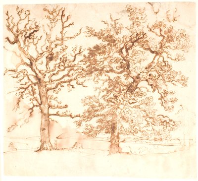 Landscape with Large Oak Trees in the Foreground by Dankvart Dreyer
