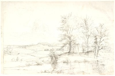 View over a Hilly Forested Landscape. In the Foreground a Lake by Dankvart Dreyer