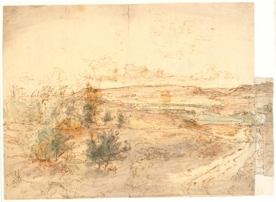 Wide View over a Landscape with Large Hills around a Meadow Stream. West Funen? by Dankvart Dreyer