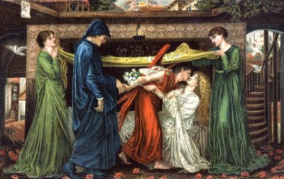 Dante Alighieri Meets Beatrice by Dante Gabriel (after) Rossetti