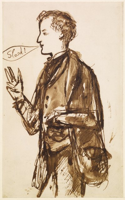 Caricature of John Everett Millais by Dante Gabriel Charles Rossetti