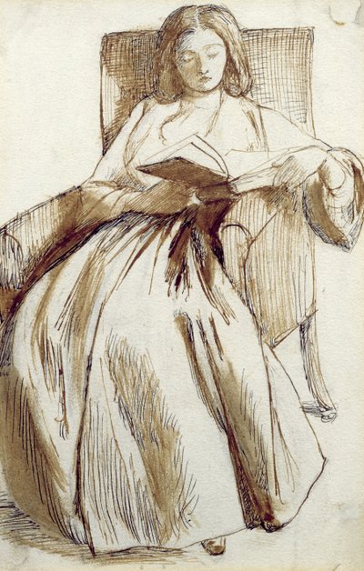 Elizabeth Siddal Reading a Book by Dante Gabriel Charles Rossetti
