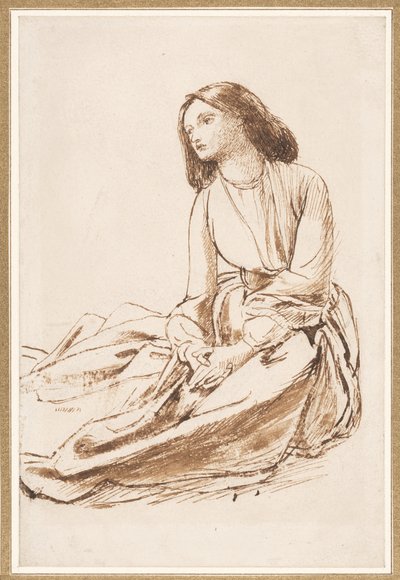 Elizabeth Siddal, Seated on the Ground by Dante Gabriel Charles Rossetti