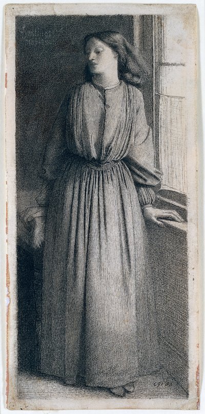Elizabeth Siddal Standing at a Window by Dante Gabriel Charles Rossetti