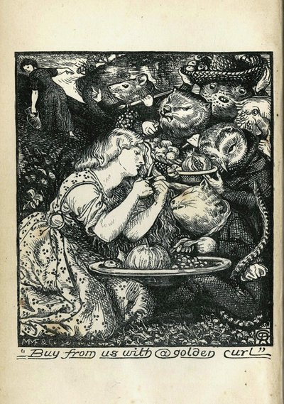 Frontispiece of Goblin Market and Other Poems by Christina Rossetti, 1861-1862 by Dante Gabriel Charles Rossetti