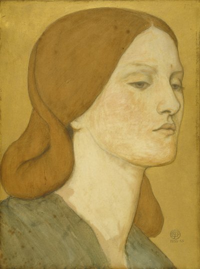 Head of a girl in a green dress (Elizabeth Siddal) by Dante Gabriel Charles Rossetti