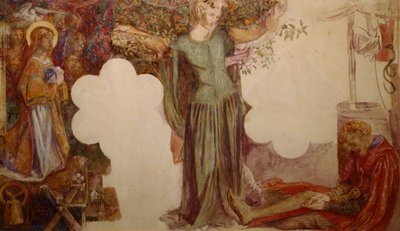 Sir Lancelot prevented, by his sin, from entering the Chapel of the Holy Grail by Dante Gabriel Charles Rossetti
