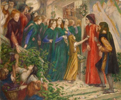 Beatrice at a Marriage Feast Denying Her Salutation to Dante by Dante Gabriel Rossetti
