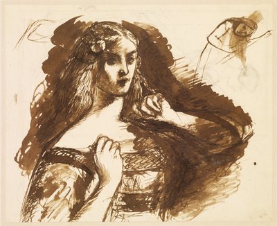 Half-length Sketch of a Young Woman by Dante Gabriel Rossetti