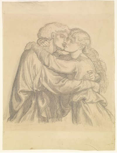The Blessed Damozel - Study of Two Lovers Embracing by Dante Gabriel Rossetti