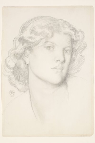 The Blue Bower - Female Head Study by Dante Gabriel Rossetti
