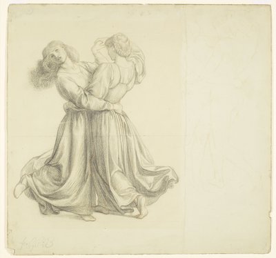 The Bower Meadow - Drapery Study for the Two Girls Dancing by Dante Gabriel Rossetti