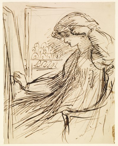 Woman Seated at an Embroidery Frame or Easel by Dante Gabriel Rossetti