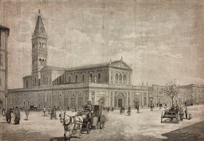 New church of Sacred Heart in Rome, Italy, engraving from drawing by Dante Paolocci by Dante Paolocci