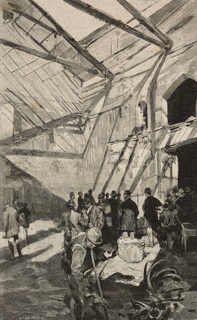 Remains of Israeli Theatre After Fire of 1893, Rome, Italy, Engraving After Drawing by Dante Paolocci, from L