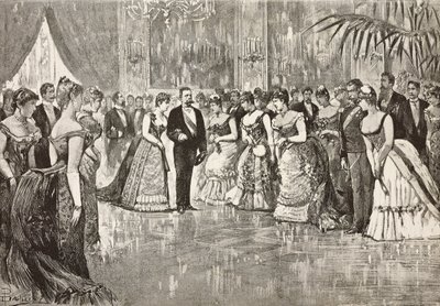 Umberto I and Margherita of Savoy at ball in Quirinal Palace, Rome, Italy by Dante Paolocci