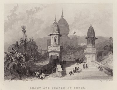 Ghaut and Temple at Gokul by David (after) Roberts