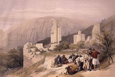 Remains of a Triumphal Arch at Petra, March 8th 1839 by David (after) Roberts
