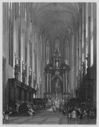 The Church of St Paul Antwerp, from the picture in the Vernon Gallery by David (after) Roberts