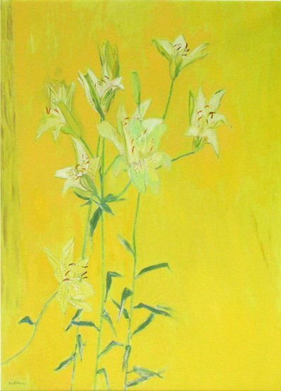 Lillies on Yellow by David Alan Redpath Michie