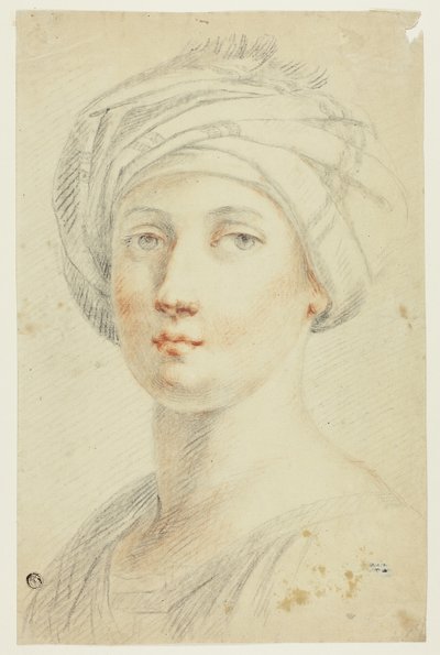 Portrait Bust of Young Woman in Turban by David Allan