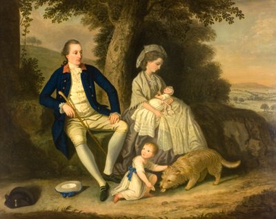 Portrait of Charles Watson, Esq, and his wife, Lady Mary, with their two children, James and Anne, in a landscape by David Allan