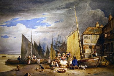 A Fishwife with her Wares by the Thames by David Cox