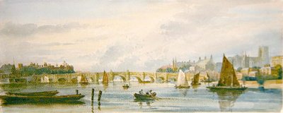 A View of Westminster Bridge Looking West Towards Lambeth Palace and Westminster Abbey by David Cox