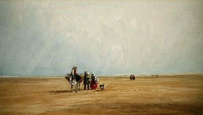 Figures with a Donkey on a French Beach by David Cox