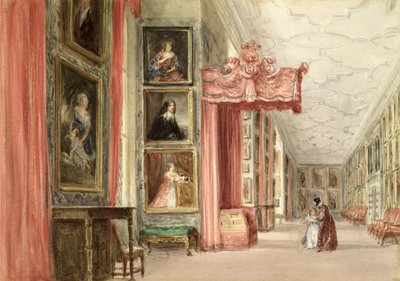 Interior of the Long Gallery, Hardwick Hall, Derbyshire, 1838 by David Cox