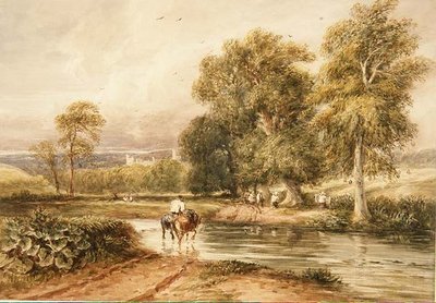 Returning from the Hayfield, with a distant view of Haddon Hall by David Cox