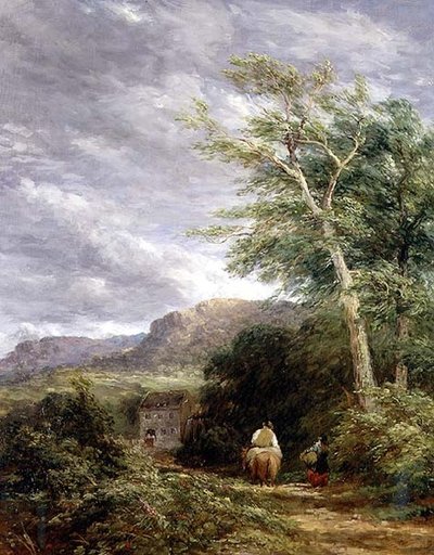 Welsh Landscape with a Watermill by David Cox