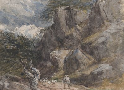 Driving Sheep in a Rocky Landscape by David Cox the elder