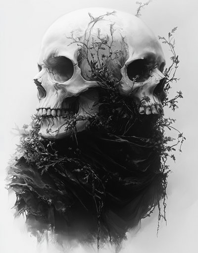 Gothic Skulls And Vines by David Drake