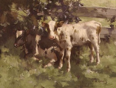Calves Under a Tree by David Gould