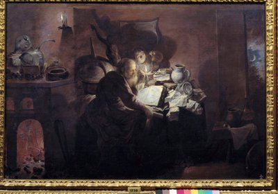The alchemist in his studio by David III Ryckaert