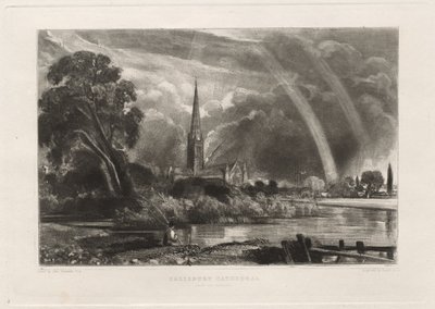 Salisbury Cathedral from the Meadows (Small Plate), 1855 by David Lucas
