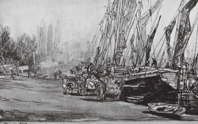 London: Chiswick, Low Tide by David Muirhead (after) Bone