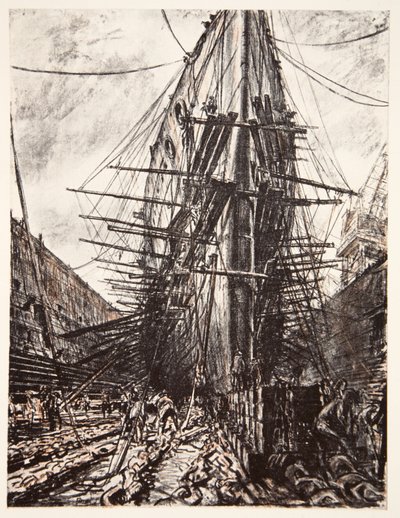 HMS Lion in dry dock, illustration from 