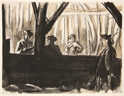 Scottish soldiers in a French barn, illustration from 