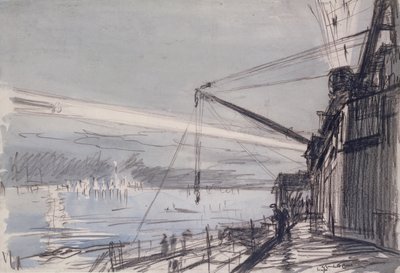 Searchlight at Scapa Flow by David Muirhead Bone