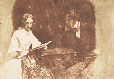 Couple Seated, Woman Reading by Hill and Adamson