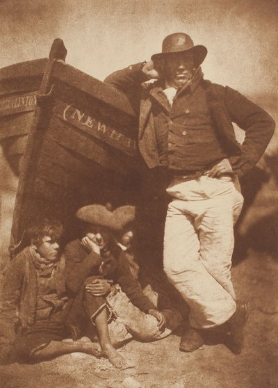 James Linton and Three Boys, Newhaven, 1843-47, printed c. 1916 by Hill and Adamson