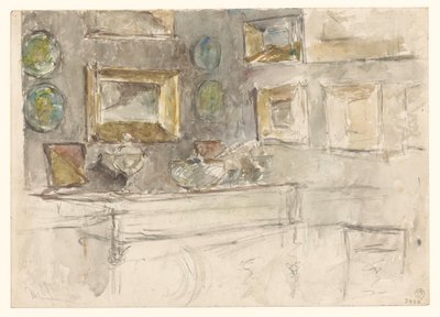 Corner of a Room with Paintings on the Wall by David Oyens
