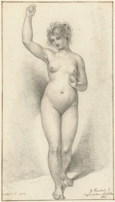 Standing Female Nude, with Raised Right Arm by David Pièrre Giottino Humbert de Superville