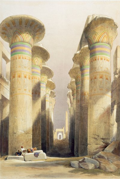 Central avenue of the Great Hall of Columns, Karnak, Egypt by David Roberts