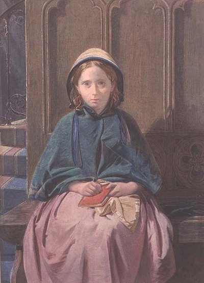 Portrait of a Girl Reading in a Church Pew by David Roberts