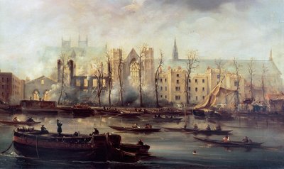 The Burning of the Houses of Parliament, 16th October 1834 by David Roberts